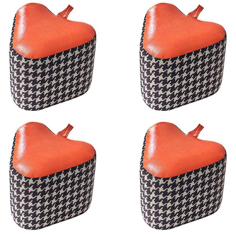 Color Block Fabric Standard Stool Modern Simple Upholstered Ottoman Faux Leather Orange 4 Piece Set Clearhalo 'furn' 'furn_ottomans_poufs' 'Furniture' 'Living Room Furniture' 'Ottomans & Poufs' 'ottomans_poufs' 6978771