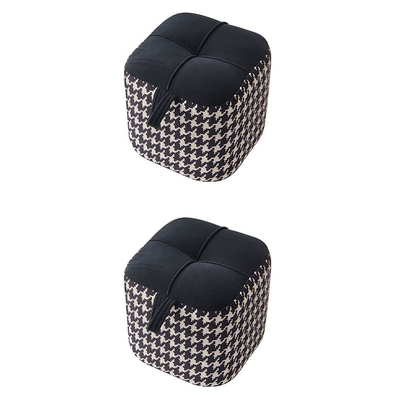 Color Block Fabric Standard Stool Modern Simple Upholstered Ottoman Velvet Black 2 Piece Set Clearhalo 'furn' 'furn_ottomans_poufs' 'Furniture' 'Living Room Furniture' 'Ottomans & Poufs' 'ottomans_poufs' 6978779