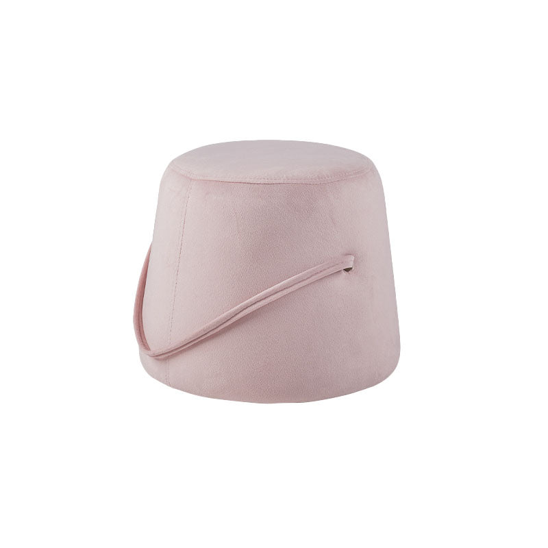 Solid Color Fabric Standard Stool Modern Style Simple Round Stool Pink Velvet 1 Piece Clearhalo 'furn' 'furn_ottomans_poufs' 'Furniture' 'Living Room Furniture' 'Ottomans & Poufs' 'ottomans_poufs' 6978800