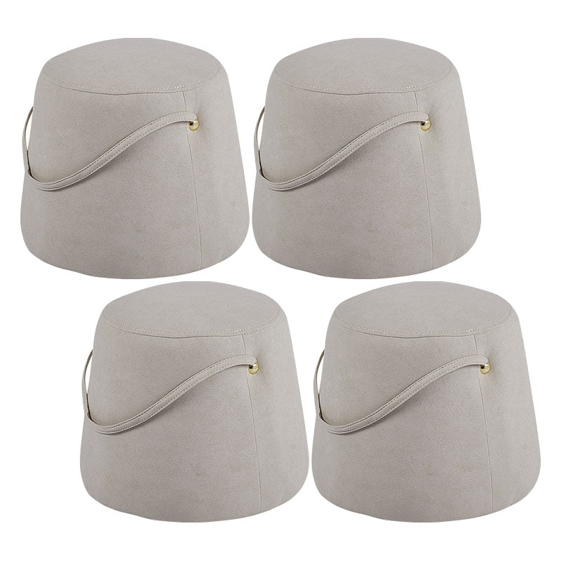 Solid Color Fabric Standard Stool Modern Style Simple Round Stool White Faux Leather 4 Piece Set Clearhalo 'furn' 'furn_ottomans_poufs' 'Furniture' 'Living Room Furniture' 'Ottomans & Poufs' 'ottomans_poufs' 6978809