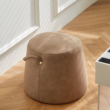 Solid Color Fabric Standard Stool Modern Style Simple Round Stool Light Khaki Faux Leather 1 Piece Clearhalo 'furn' 'furn_ottomans_poufs' 'Furniture' 'Living Room Furniture' 'Ottomans & Poufs' 'ottomans_poufs' 6978823