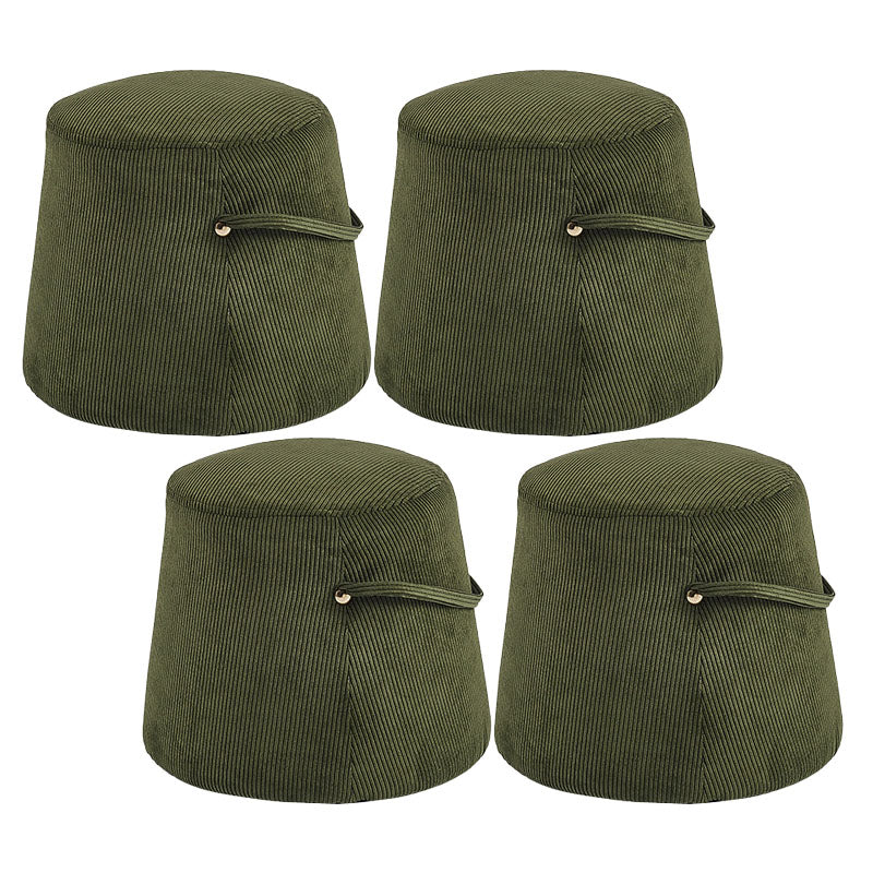 Solid Color Fabric Standard Stool Modern Style Simple Round Stool Dark Green Corduroy 4 Piece Set Clearhalo 'furn' 'furn_ottomans_poufs' 'Furniture' 'Living Room Furniture' 'Ottomans & Poufs' 'ottomans_poufs' 6978840