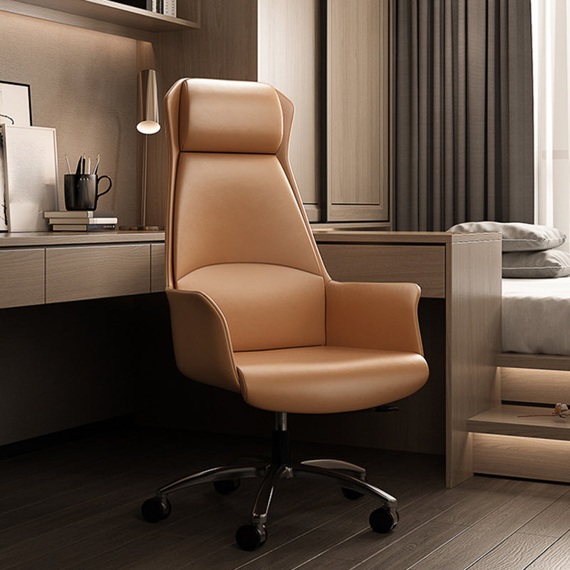 Moderne stoelarmloos leer verstelbare stoelhoogte bureau stoel met wielen