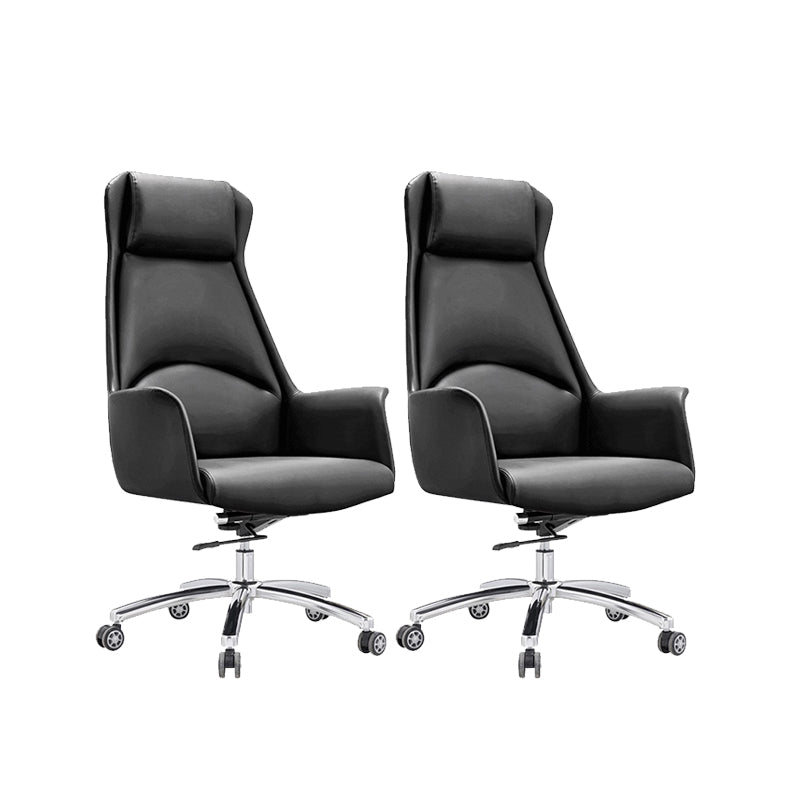 Moderne stoelarmloos leer verstelbare stoelhoogte bureau stoel met wielen