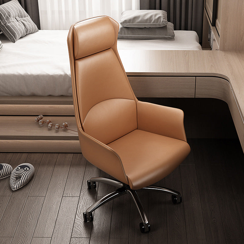 Moderne stoelarmloos leer verstelbare stoelhoogte bureau stoel met wielen
