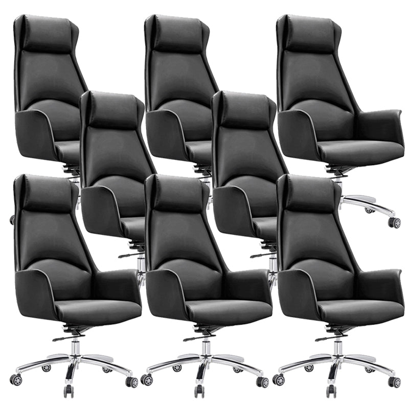 Moderne stoelarmloos leer verstelbare stoelhoogte bureau stoel met wielen