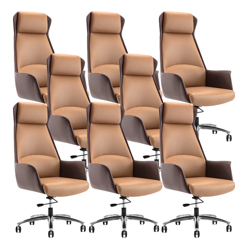 Moderne stoelarmloos leer verstelbare stoelhoogte bureau stoel met wielen