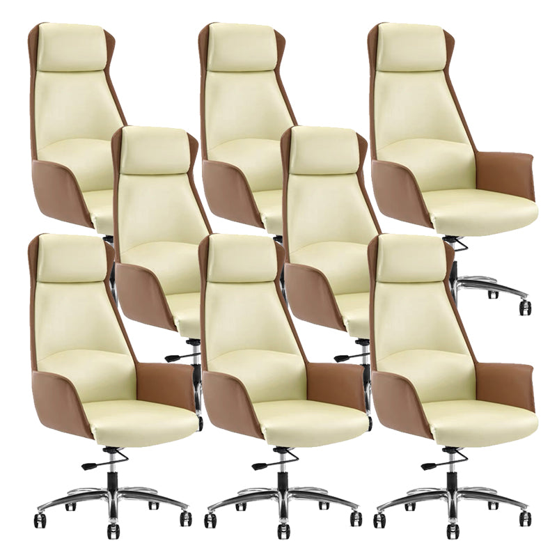 Moderne stoelarmloos leer verstelbare stoelhoogte bureau stoel met wielen