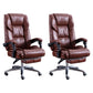 Modern Leather Slide Chair Padded Arms Adjustable Seat Height Office Chair with Wheels Brown 2 Piece Set Clearhalo 'furn' 'furn_office_chair' 'Furniture' 'Office Chairs' 'Office Furniture' 'office_chair' 6982176
