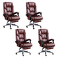 Modern Leather Slide Chair Padded Arms Adjustable Seat Height Office Chair with Wheels Brown 4 Piece Set Clearhalo 'furn' 'furn_office_chair' 'Furniture' 'Office Chairs' 'Office Furniture' 'office_chair' 6982177