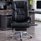 Modern Leather Slide Chair Padded Arms Adjustable Seat Height Office Chair with Wheels Black Genuine Leather 1 Piece Clearhalo 'furn' 'furn_office_chair' 'Furniture' 'Office Chairs' 'Office Furniture' 'office_chair' 6982178