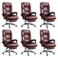 Modern Leather Slide Chair Padded Arms Adjustable Seat Height Office Chair with Wheels Brown 6 Piece Set Clearhalo 'furn' 'furn_office_chair' 'Furniture' 'Office Chairs' 'Office Furniture' 'office_chair' 6982180