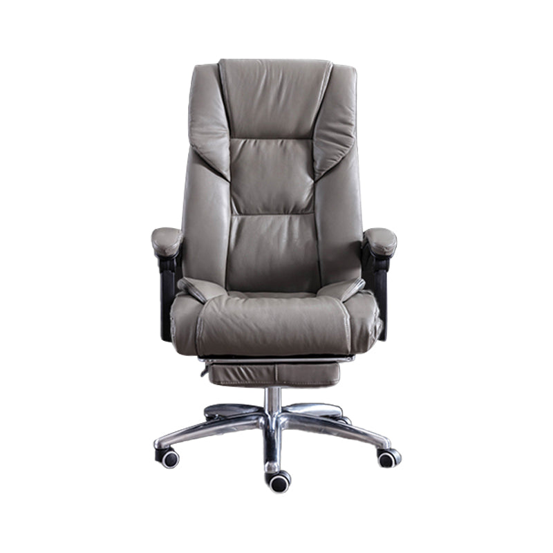 Modern Leather Slide Chair Padded Arms Adjustable Seat Height Office Chair with Wheels Clearhalo 'furn' 'furn_office_chair' 'Furniture' 'Office Chairs' 'Office Furniture' 'office_chair' 6982181