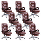 Modern Leather Slide Chair Padded Arms Adjustable Seat Height Office Chair with Wheels Brown 8 Piece Set Clearhalo 'furn' 'furn_office_chair' 'Furniture' 'Office Chairs' 'Office Furniture' 'office_chair' 6982182