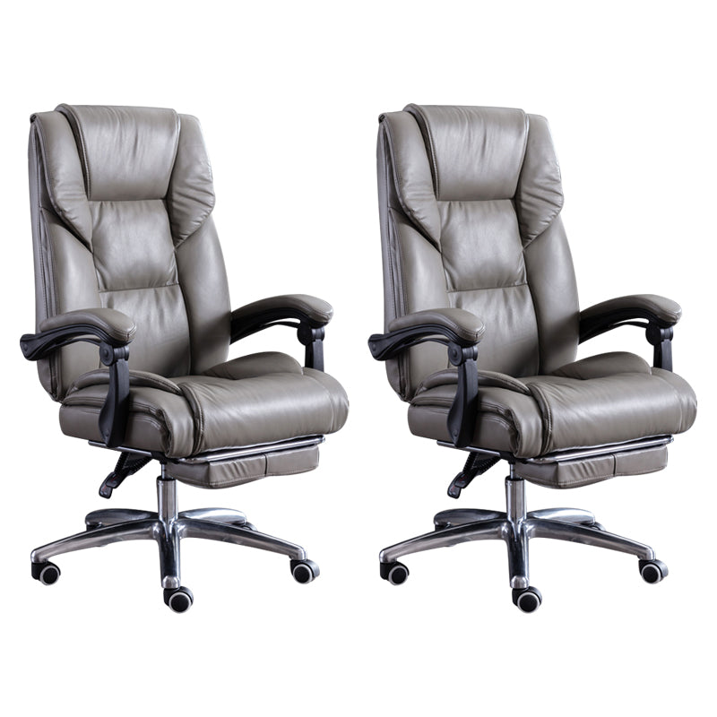 Modern Leather Slide Chair Padded Arms Adjustable Seat Height Office Chair with Wheels Grey 2 Piece Set Clearhalo 'furn' 'furn_office_chair' 'Furniture' 'Office Chairs' 'Office Furniture' 'office_chair' 6982185