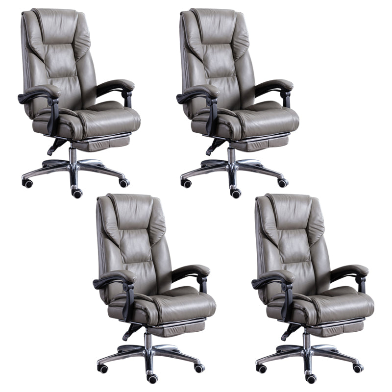 Modern Leather Slide Chair Padded Arms Adjustable Seat Height Office Chair with Wheels Grey 4 Piece Set Clearhalo 'furn' 'furn_office_chair' 'Furniture' 'Office Chairs' 'Office Furniture' 'office_chair' 6982187
