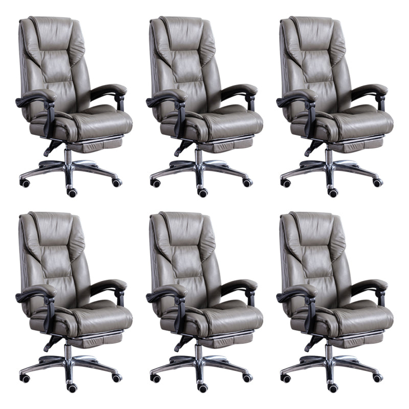 Modern Leather Slide Chair Padded Arms Adjustable Seat Height Office Chair with Wheels Grey 6 Piece Set Clearhalo 'furn' 'furn_office_chair' 'Furniture' 'Office Chairs' 'Office Furniture' 'office_chair' 6982189