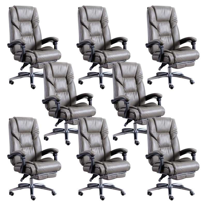 Modern Leather Slide Chair Padded Arms Adjustable Seat Height Office Chair with Wheels Grey 8 Piece Set Clearhalo 'furn' 'furn_office_chair' 'Furniture' 'Office Chairs' 'Office Furniture' 'office_chair' 6982190