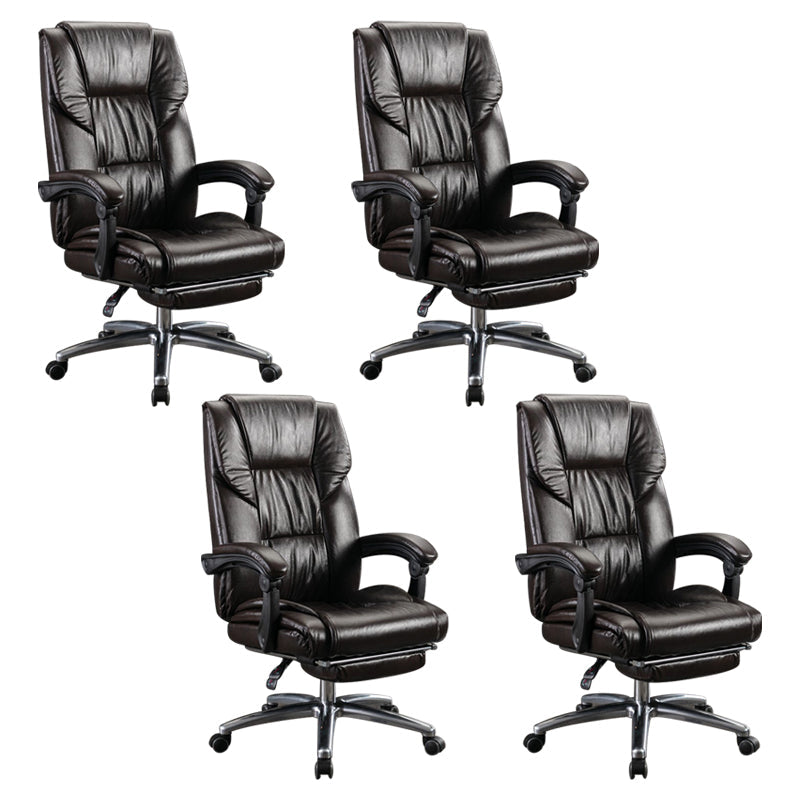 Modern Leather Slide Chair Padded Arms Adjustable Seat Height Office Chair with Wheels Coffee 4 Piece Set Clearhalo 'furn' 'furn_office_chair' 'Furniture' 'Office Chairs' 'Office Furniture' 'office_chair' 6982192