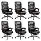 Modern Leather Slide Chair Padded Arms Adjustable Seat Height Office Chair with Wheels Coffee 6 Piece Set Clearhalo 'furn' 'furn_office_chair' 'Furniture' 'Office Chairs' 'Office Furniture' 'office_chair' 6982193