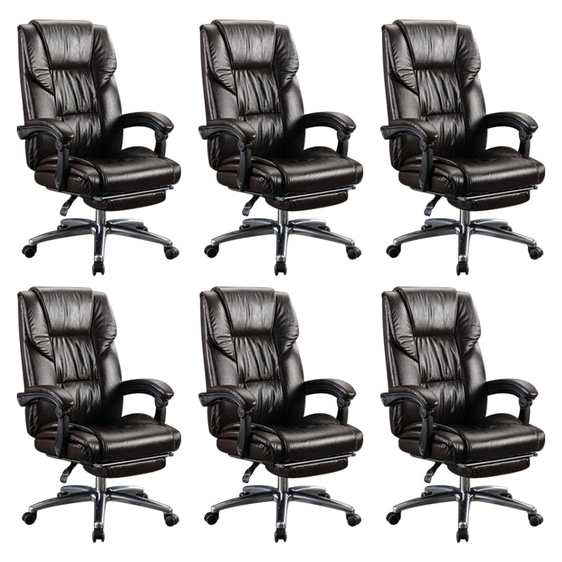 Modern Leather Slide Chair Padded Arms Adjustable Seat Height Office Chair with Wheels Coffee 6 Piece Set Clearhalo 'furn' 'furn_office_chair' 'Furniture' 'Office Chairs' 'Office Furniture' 'office_chair' 6982193