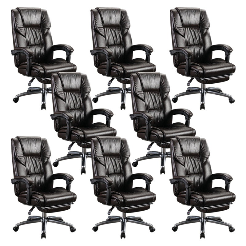 Modern Leather Slide Chair Padded Arms Adjustable Seat Height Office Chair with Wheels Coffee 8 Piece Set Clearhalo 'furn' 'furn_office_chair' 'Furniture' 'Office Chairs' 'Office Furniture' 'office_chair' 6982194