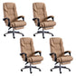 Modern Leather Slide Chair Padded Arms Adjustable Seat Height Office Chair with Wheels Khaki 4 Piece Set Clearhalo 'furn' 'furn_office_chair' 'Furniture' 'Office Chairs' 'Office Furniture' 'office_chair' 6982197