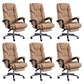 Modern Leather Slide Chair Padded Arms Adjustable Seat Height Office Chair with Wheels Khaki 6 Piece Set Clearhalo 'furn' 'furn_office_chair' 'Furniture' 'Office Chairs' 'Office Furniture' 'office_chair' 6982198