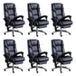 Modern Leather Slide Chair Padded Arms Adjustable Seat Height Office Chair with Wheels Black 6 Piece Set Clearhalo 'furn' 'furn_office_chair' 'Furniture' 'Office Chairs' 'Office Furniture' 'office_chair' 6982202