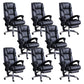 Modern Leather Slide Chair Padded Arms Adjustable Seat Height Office Chair with Wheels Black 8 Piece Set Clearhalo 'furn' 'furn_office_chair' 'Furniture' 'Office Chairs' 'Office Furniture' 'office_chair' 6982203