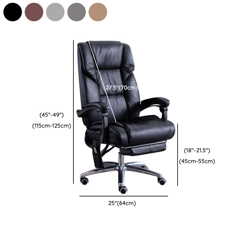 Modern Leather Slide Chair Padded Arms Adjustable Seat Height Office Chair with Wheels Clearhalo 'furn' 'furn_office_chair' 'Furniture' 'Office Chairs' 'Office Furniture' 'office_chair' 6982204