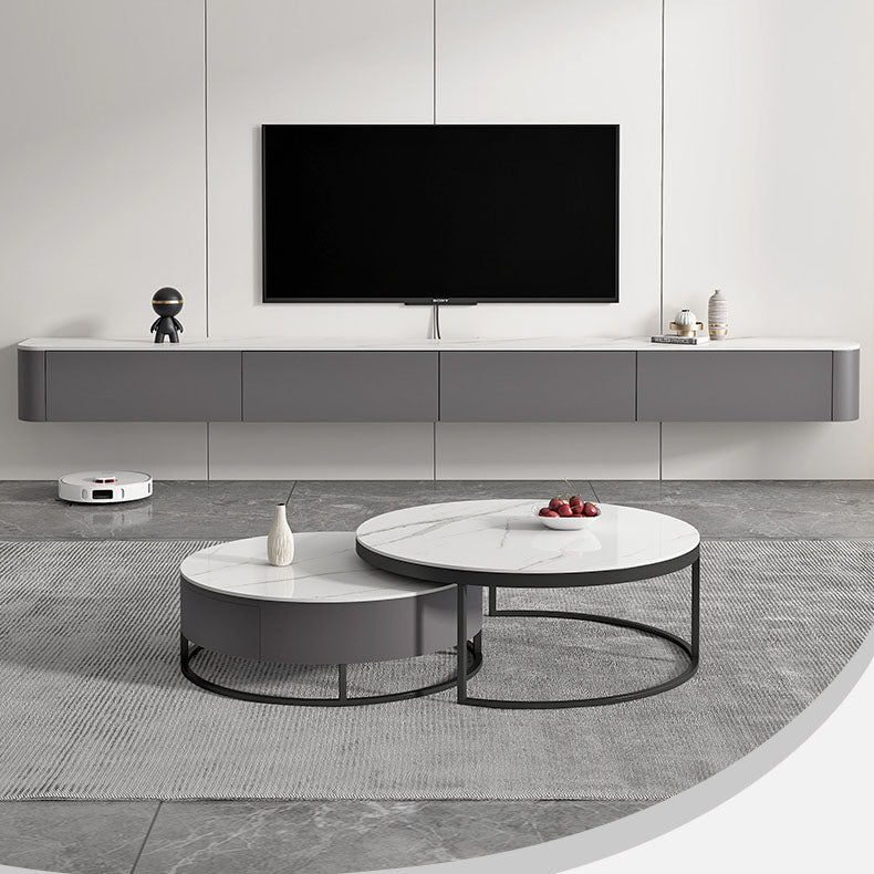 Gray Stone Media Console Contemporary Wall-mounted TV Console Clearhalo 'furn' 'furn_tv_stands_entertainment_centers' 'Furniture' 'Living Room Furniture' 'TV Stands & Entertainment Centers' 'TV Stands & Media Storage Furniture' 'tv_stands_entertainment_centers' 6982552