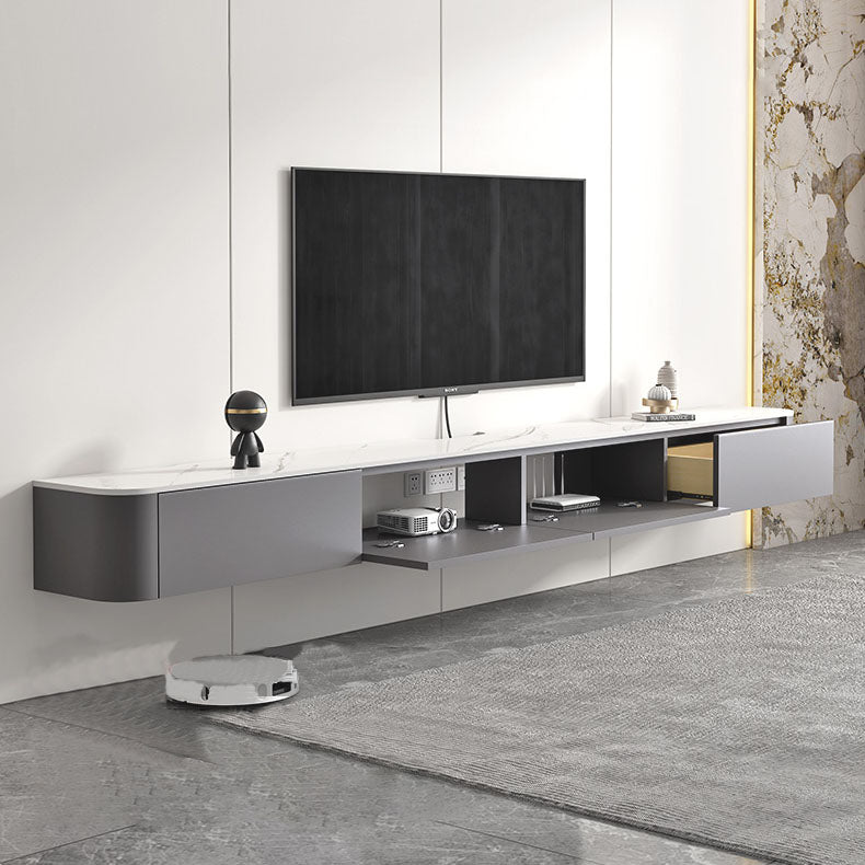 Gray Stone Media Console Contemporary Wall-mounted TV Console 94"L x 12"W x 8"H Clearhalo 'furn' 'furn_tv_stands_entertainment_centers' 'Furniture' 'Living Room Furniture' 'TV Stands & Entertainment Centers' 'TV Stands & Media Storage Furniture' 'tv_stands_entertainment_centers' 6982555