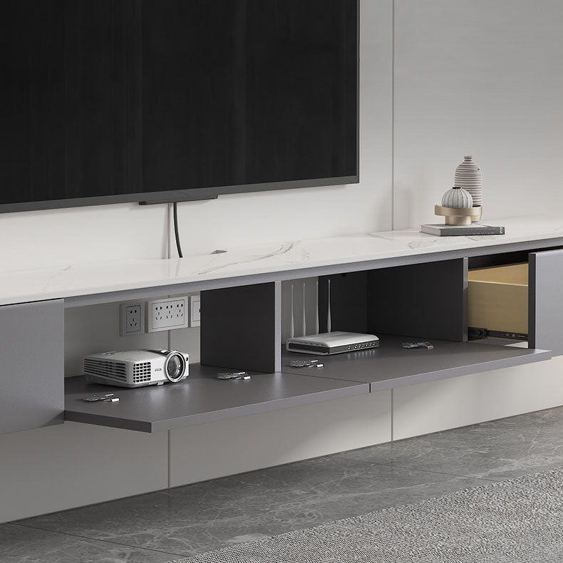 Gray Stone Media Console Contemporary Wall-mounted TV Console Clearhalo 'furn' 'furn_tv_stands_entertainment_centers' 'Furniture' 'Living Room Furniture' 'TV Stands & Entertainment Centers' 'TV Stands & Media Storage Furniture' 'tv_stands_entertainment_centers' 6982560