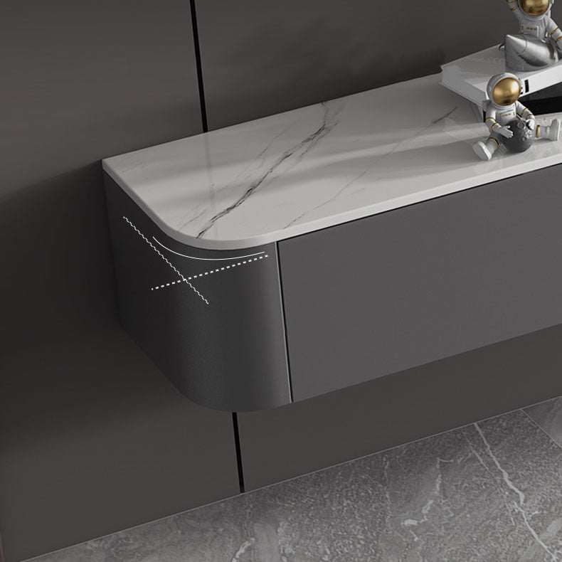 Gray Stone Media Console Contemporary Wall-mounted TV Console Clearhalo 'furn' 'furn_tv_stands_entertainment_centers' 'Furniture' 'Living Room Furniture' 'TV Stands & Entertainment Centers' 'TV Stands & Media Storage Furniture' 'tv_stands_entertainment_centers' 6982561