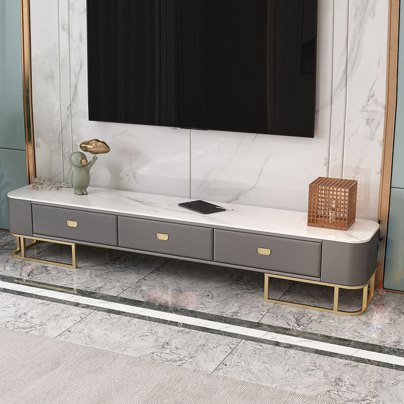 Glam TV Stand Console Stone Media Console TV Stand with Drawers Grey Clearhalo 'furn' 'furn_tv_stands_entertainment_centers' 'Furniture' 'Living Room Furniture' 'TV Stands & Entertainment Centers' 'TV Stands & Media Storage Furniture' 'tv_stands_entertainment_centers' 6982608
