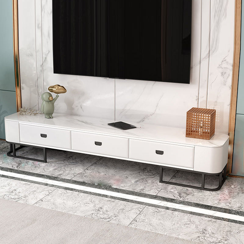 Glam TV Stand Console Stone Media Console TV Stand with Drawers Black-White Clearhalo 'furn' 'furn_tv_stands_entertainment_centers' 'Furniture' 'Living Room Furniture' 'TV Stands & Entertainment Centers' 'TV Stands & Media Storage Furniture' 'tv_stands_entertainment_centers' 6982609