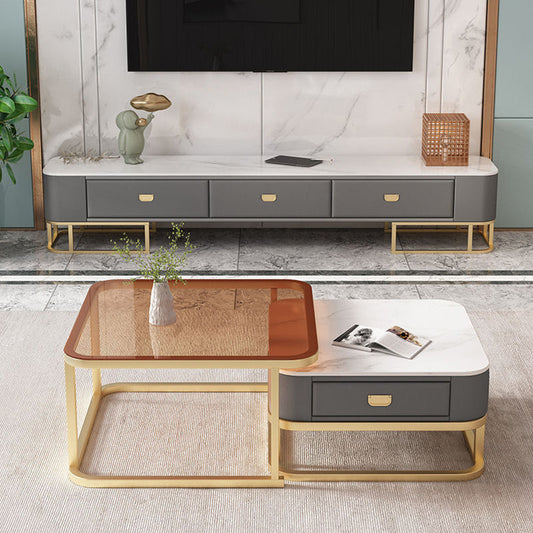 Glam TV Stand Console Stone Media Console TV Stand with Drawers Clearhalo 'furn' 'furn_tv_stands_entertainment_centers' 'Furniture' 'Living Room Furniture' 'TV Stands & Entertainment Centers' 'TV Stands & Media Storage Furniture' 'tv_stands_entertainment_centers' 6982610