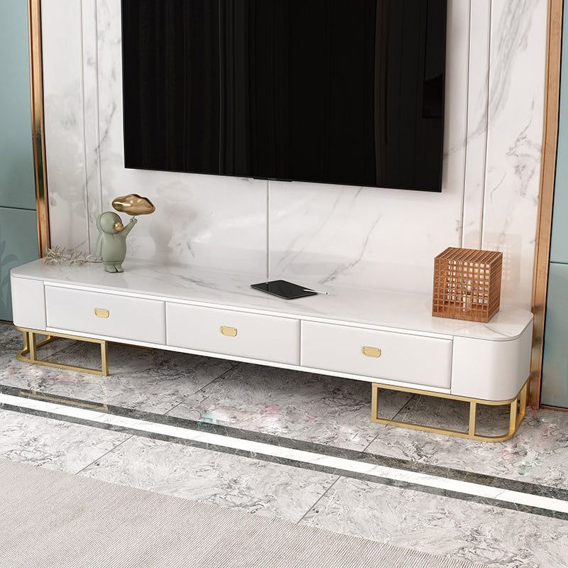 Glam TV Stand Console Stone Media Console TV Stand with Drawers White Clearhalo 'furn' 'furn_tv_stands_entertainment_centers' 'Furniture' 'Living Room Furniture' 'TV Stands & Entertainment Centers' 'TV Stands & Media Storage Furniture' 'tv_stands_entertainment_centers' 6982613