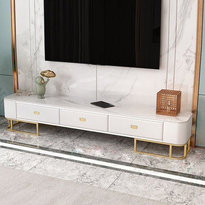 Glam TV Stand Console Stone Media Console TV Stand with Drawers White Clearhalo 'furn' 'furn_tv_stands_entertainment_centers' 'Furniture' 'Living Room Furniture' 'TV Stands & Entertainment Centers' 'TV Stands & Media Storage Furniture' 'tv_stands_entertainment_centers' 6982613