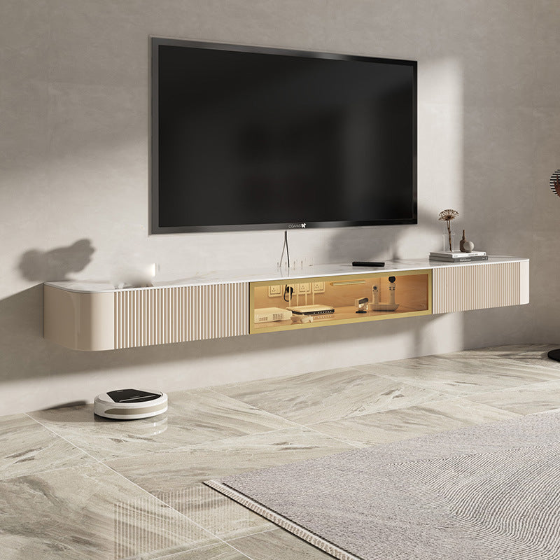 Modern TV Stand Console Stone Media Console TV Stand with Drawers 94.5"L x 12"W x 8"H Clearhalo 'furn' 'furn_tv_stands_entertainment_centers' 'Furniture' 'Living Room Furniture' 'TV Stands & Entertainment Centers' 'TV Stands & Media Storage Furniture' 'tv_stands_entertainment_centers' 6982620