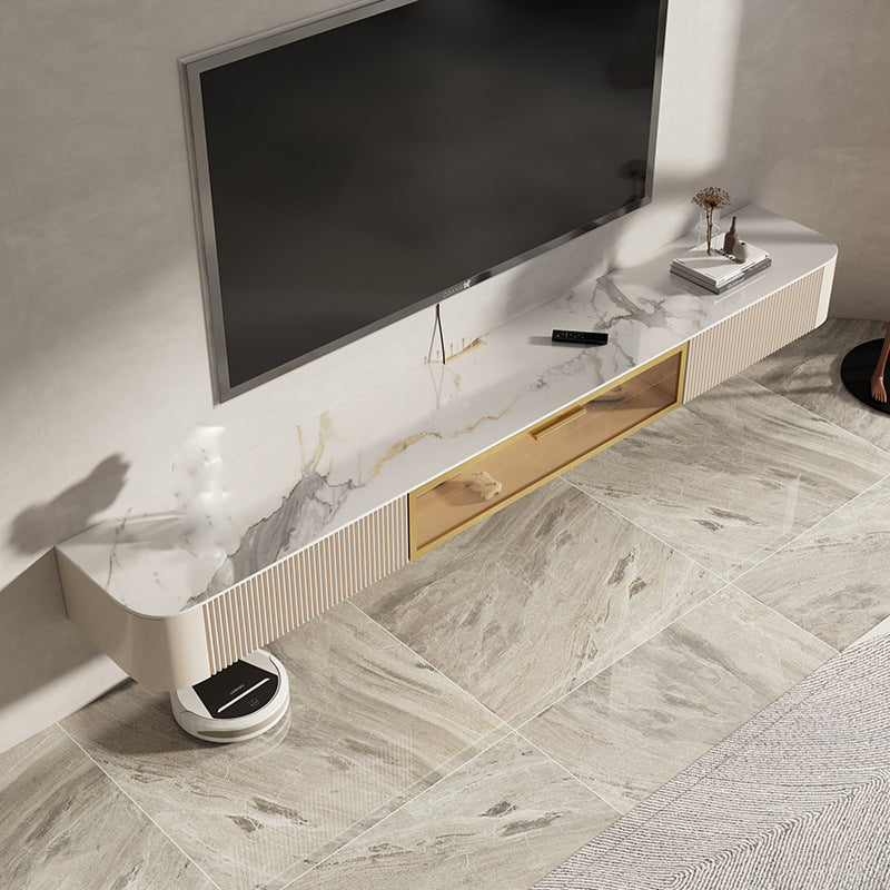 Modern TV Stand Console Stone Media Console TV Stand with Drawers 79"L x 12"W x 8"H Clearhalo 'furn' 'furn_tv_stands_entertainment_centers' 'Furniture' 'Living Room Furniture' 'TV Stands & Entertainment Centers' 'TV Stands & Media Storage Furniture' 'tv_stands_entertainment_centers' 6982622