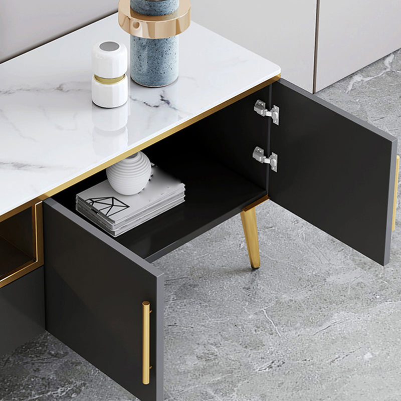 Glam TV Stand Console Open Storage Media Console TV Stand with Drawers Clearhalo 'furn' 'furn_tv_stands_entertainment_centers' 'Furniture' 'Living Room Furniture' 'TV Stands & Entertainment Centers' 'TV Stands & Media Storage Furniture' 'tv_stands_entertainment_centers' 6982640