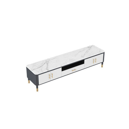 Stone Media Console Glam Faux Wood 1 Drawer TV Console with Doors White Clearhalo 'furn' 'furn_tv_stands_entertainment_centers' 'Furniture' 'Living Room Furniture' 'TV Stands & Entertainment Centers' 'TV Stands & Media Storage Furniture' 'tv_stands_entertainment_centers' 6982661