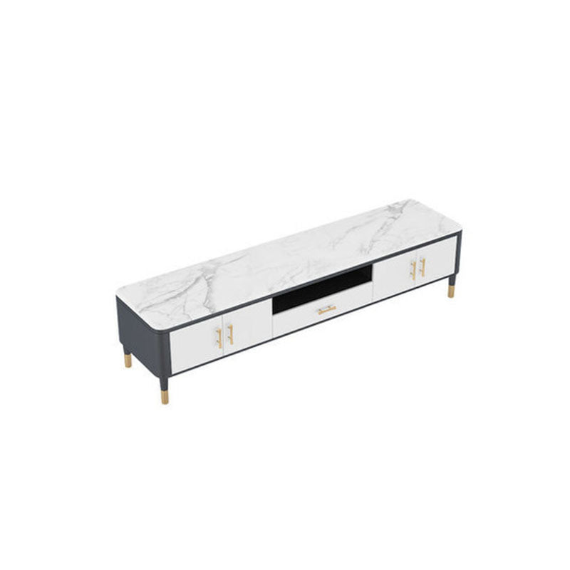 Stone Media Console Glam Faux Wood 1 Drawer TV Console with Doors Clearhalo 'furn' 'furn_tv_stands_entertainment_centers' 'Furniture' 'Living Room Furniture' 'TV Stands & Entertainment Centers' 'TV Stands & Media Storage Furniture' 'tv_stands_entertainment_centers' 6982666