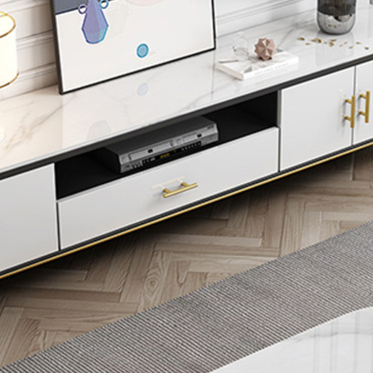 Stone Media Console Glam Faux Wood 1 Drawer TV Console with Doors Clearhalo 'furn' 'furn_tv_stands_entertainment_centers' 'Furniture' 'Living Room Furniture' 'TV Stands & Entertainment Centers' 'TV Stands & Media Storage Furniture' 'tv_stands_entertainment_centers' 6982667
