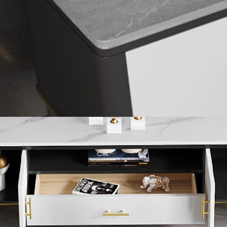 Stone Media Console Glam Faux Wood 1 Drawer TV Console with Doors Clearhalo 'furn' 'furn_tv_stands_entertainment_centers' 'Furniture' 'Living Room Furniture' 'TV Stands & Entertainment Centers' 'TV Stands & Media Storage Furniture' 'tv_stands_entertainment_centers' 6982668