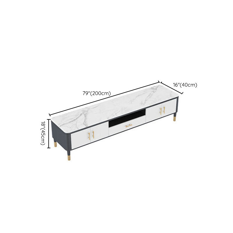 Stone Media Console Glam Faux Wood 1 Drawer TV Console with Doors Clearhalo 'furn' 'furn_tv_stands_entertainment_centers' 'Furniture' 'Living Room Furniture' 'TV Stands & Entertainment Centers' 'TV Stands & Media Storage Furniture' 'tv_stands_entertainment_centers' 6982672