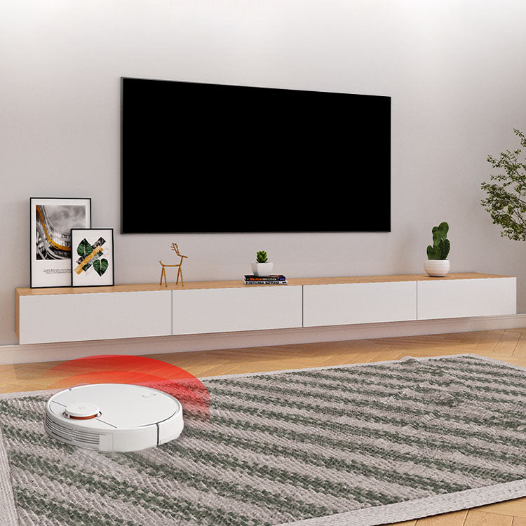 Faux Wood TV Console Contemporary Wall-mounted Media Console 79"L x 12"W x 10"H Wood Clearhalo 'furn' 'furn_tv_stands_entertainment_centers' 'Furniture' 'Living Room Furniture' 'TV Stands & Entertainment Centers' 'TV Stands & Media Storage Furniture' 'tv_stands_entertainment_centers' 6982680