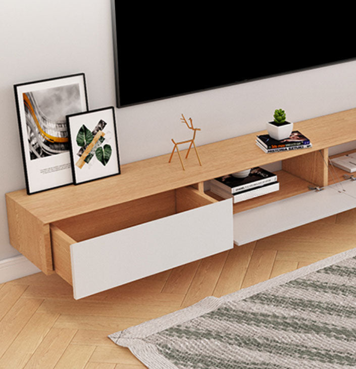 Faux Wood TV Console Contemporary Wall-mounted Media Console Clearhalo 'furn' 'furn_tv_stands_entertainment_centers' 'Furniture' 'Living Room Furniture' 'TV Stands & Entertainment Centers' 'TV Stands & Media Storage Furniture' 'tv_stands_entertainment_centers' 6982683